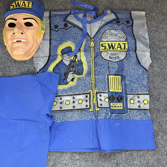 Vintage 1970s Ben Cooper SWAT Police Halloween Costume & Mask Collectible Rare - Picture 2 of 7